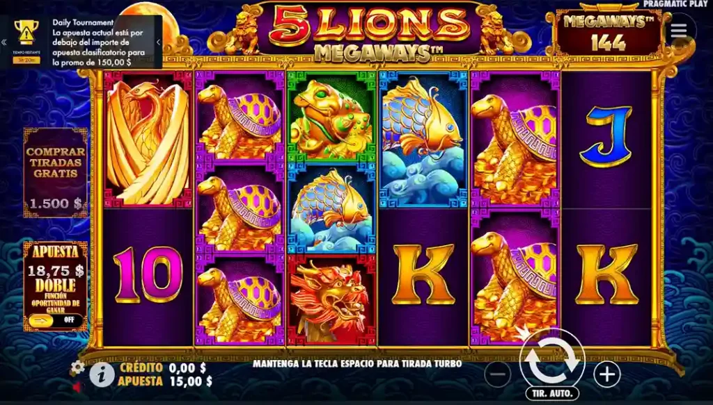 5 lions main screen